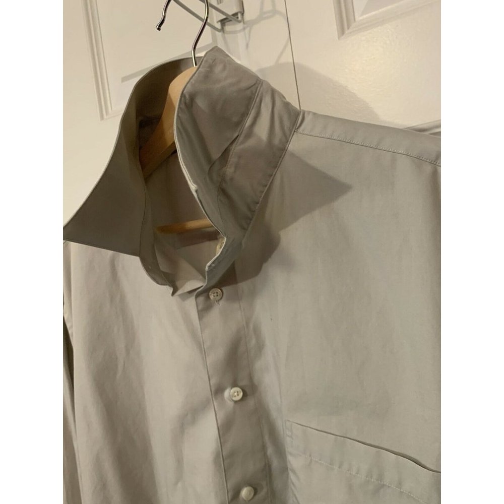 Murano Fitted Men's Long Sleeve‎ Shirt Button Front Gray  Sz 17 1/2” 35  XL